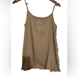 POL Tan Lace-Accent Camisole